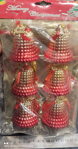 زنگوله بزرگ طلایی قرمز 6عددی