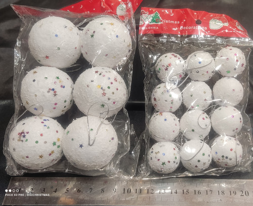 آویز گلوله برفی بزرگ 6عددی و کوچک 12 عددی