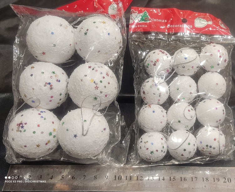 آویز گلوله برفی بزرگ 6عددی و کوچک 12 عددی