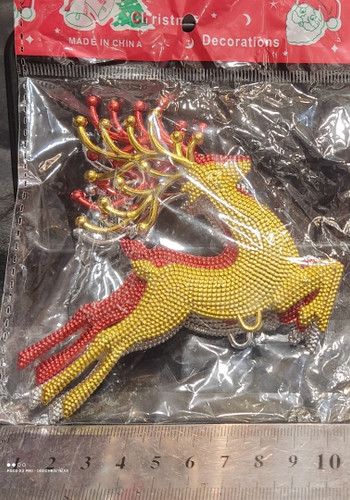 آویز گوزن ۳ عددی طلایی قرمز نقره ای