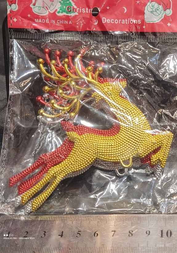 آویز گوزن ۳ عددی طلایی قرمز نقره ای