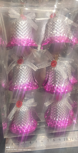 آویز زنگوله نقره ای صورتی ۶ عددی