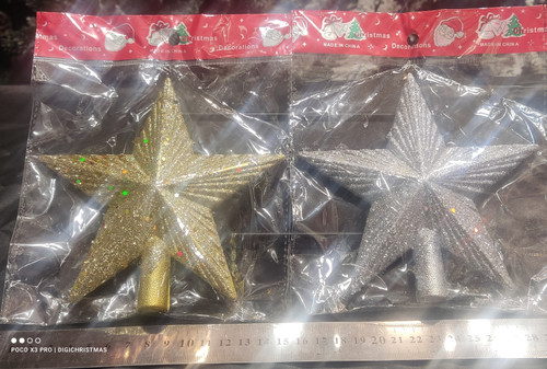 ستاره نوک درخت متوسط در دو رنگ نقره ای و طلایی