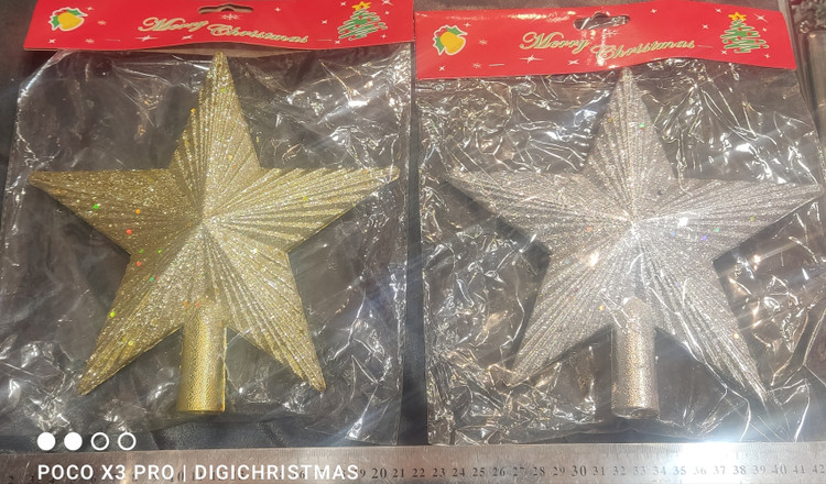 ستاره متوسط اکلیلی نوک درخت در دو رنگ طلایی ونقره ای