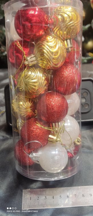 گوی قطر 3/5 سانت قرمز طلایی صدفی 24عددی