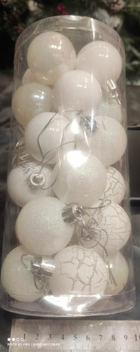 گوی قطر 3/5 سانت برفی مات براق اکلیلی سفید برفی24عددی