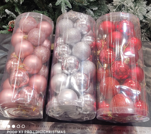 گوی قطر 4/5 مات براق اکلیلی در رنگ های قرمز رزگلد نقره ای 24عددی